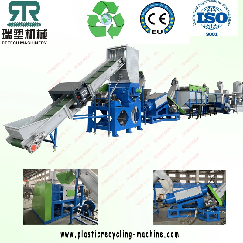 Post-Consumer Waste Plastic LDPE LLDPE HDPE PP Film Bag Crushing Washing Squeezing Drying Machine Film/Paper/Tag Separation Production Line