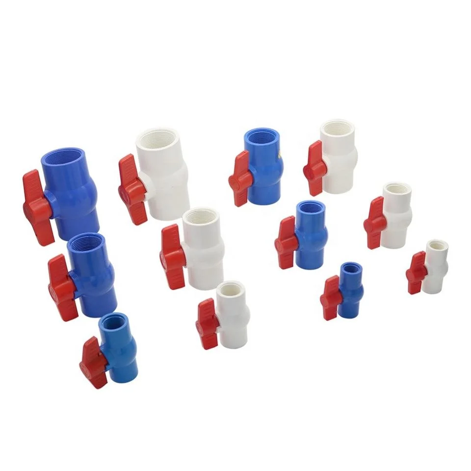 Professional Standard 1/2~4 Inch PVC Pipe Fitting Compact Plastic Threaded Ball Valve Collection Fittings