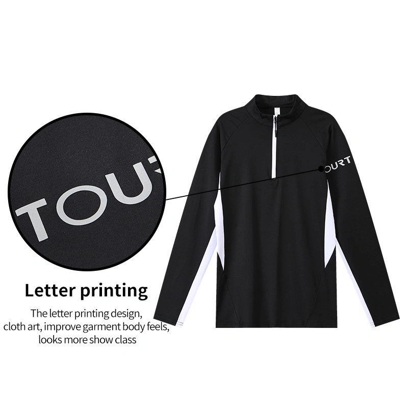 Men's Golf Sportswear Fitness 1/4 Zip T Shirts Long Sleeve Custom Logo Tops Neck Golf Gym Zip Collar Pullover for Men