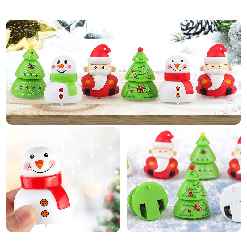 Cute Pull Back Cars Plastic Christmas Tree Snowman Santa Claus Theme Figure Toy Christmas Decoration for Christmas Stocking Stuffers