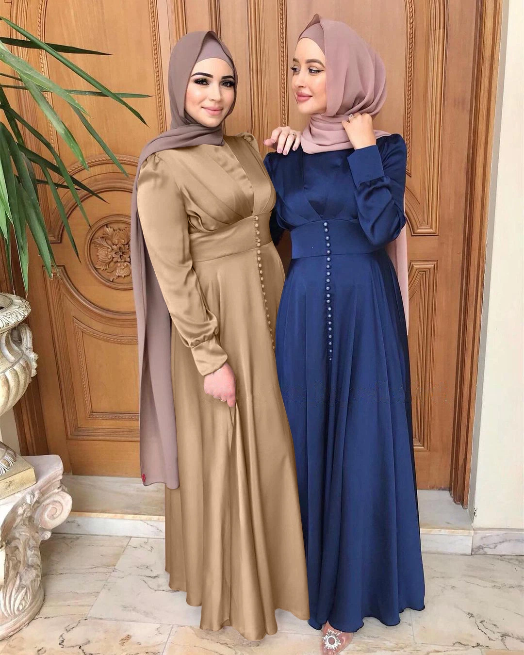 Mayorista/Proveedor de Hijab Ropa Modesta Musulmana Islámica Vestidos de Manga Larga de Seda para Mujeres Ropa de Moda Fábrica