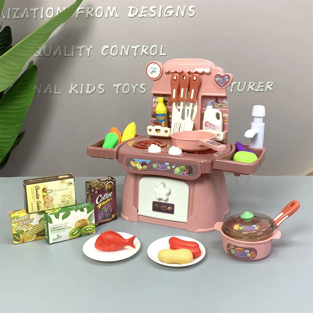 Creative Birthday Kindergarten Gift DIY Girls Pretend Role Play Simulation Food Cookware Mini Kitchen Toys Real Cooking Set Kitchen Electric Toy