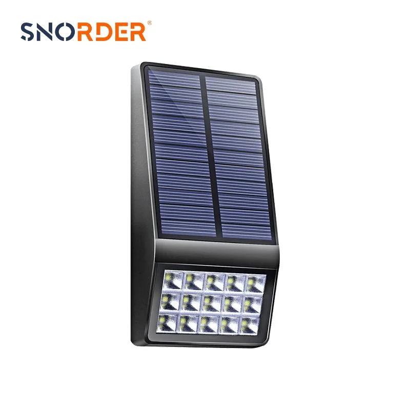 Always Bright Style ABS Material Black Solar Decorative Wall Lamp Polysilicon Solar Panel IP65 Waterproof Outdoor Lighting