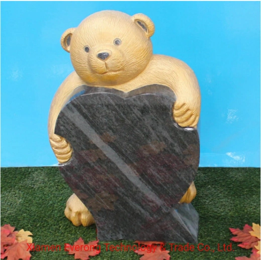 Granito naturais esculpidas Tombstone Ursinho Monumento de escultura para crianças