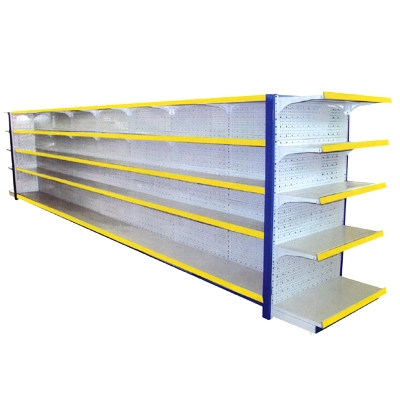 Grid Back Panel Metal Material Supermarket Display Wall Shelf