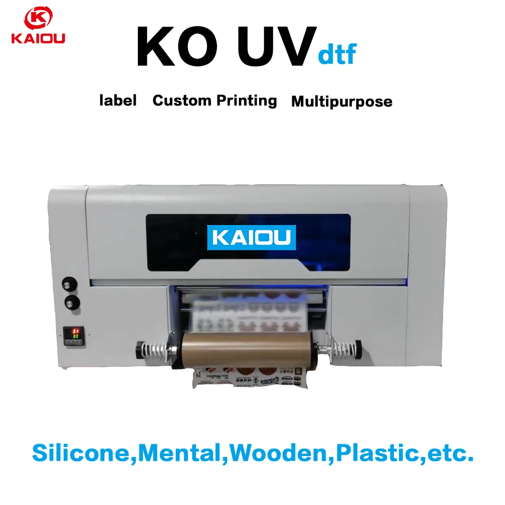 Kaiou 30 см Roll to Roll UV DTF с 3 ШТ. XP600 Высокопроизводительная цифровая печатная машина УФ DTF пленка