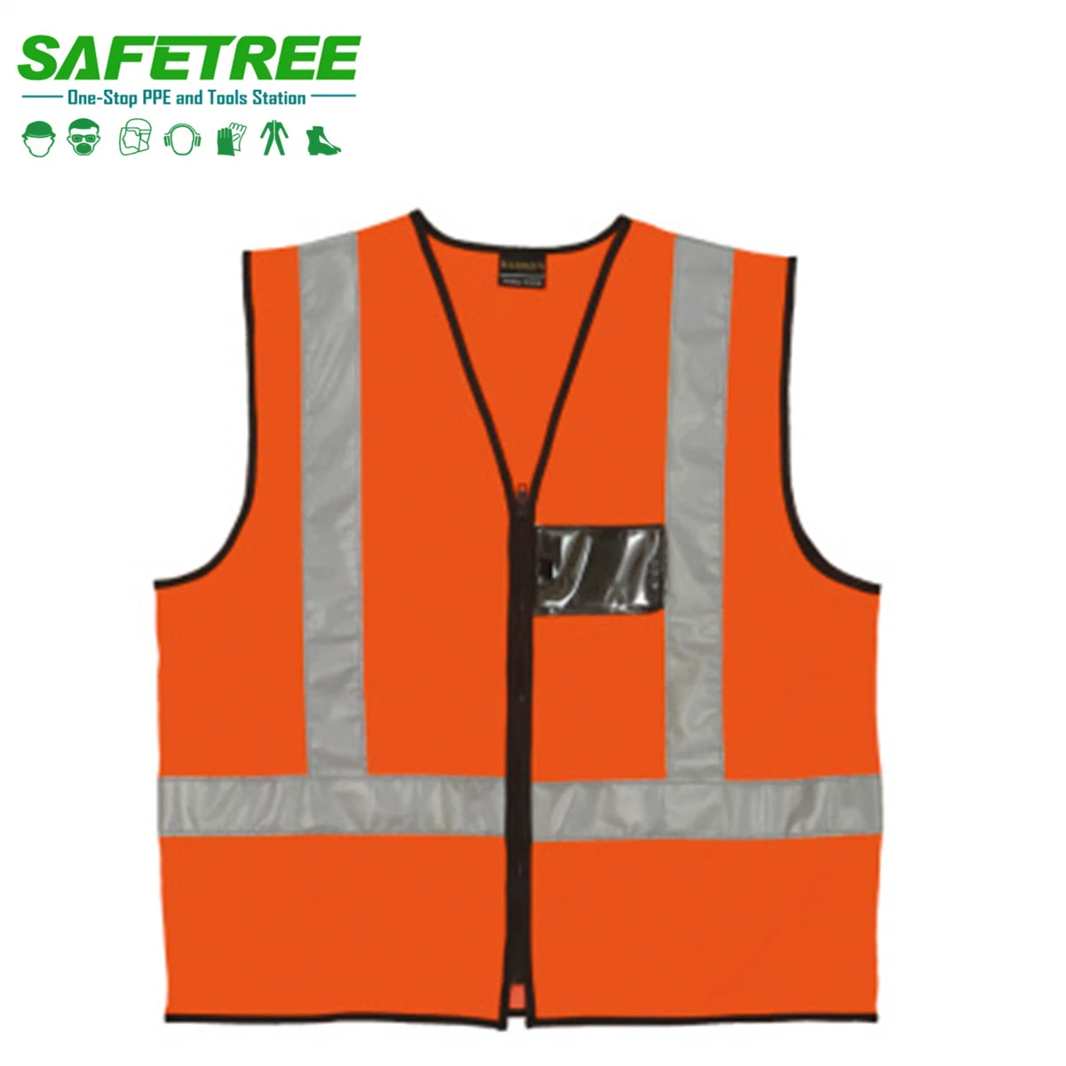 Safetree 120 GSM Safety Reflective Vest with ID Pocket and High Reflective Tapes PPE Vest CE En 20471