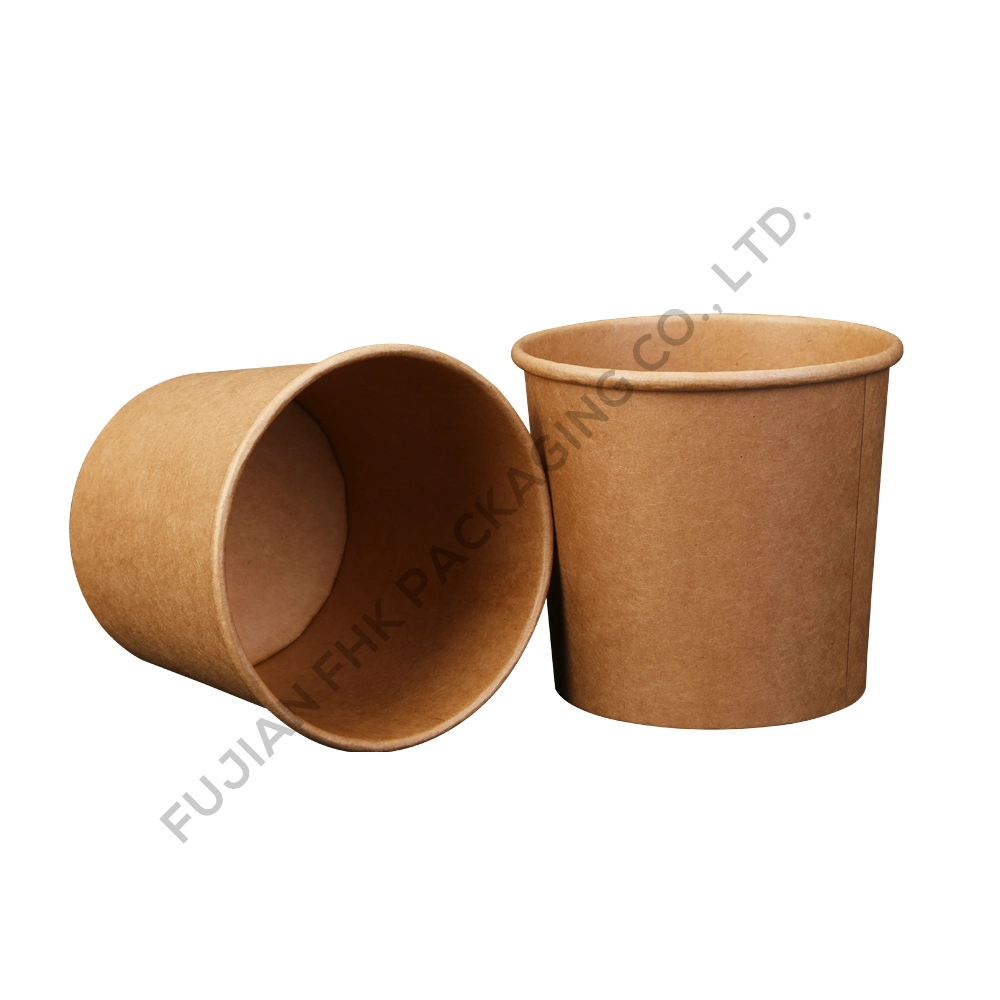 Vente en gros gobelet jetable Kraft Microwable boîte à lunch ronde soupe de riz Bol en papier rond en papier gobelet à glace