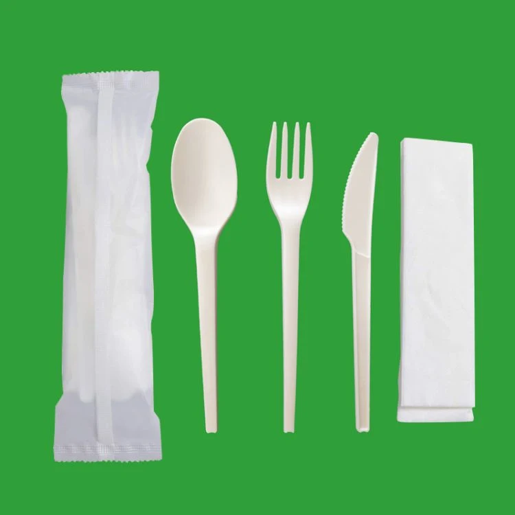 Plastic Black Cutlery Disposable Utensils Cutlery Set Fork Knife Spoon Napkin