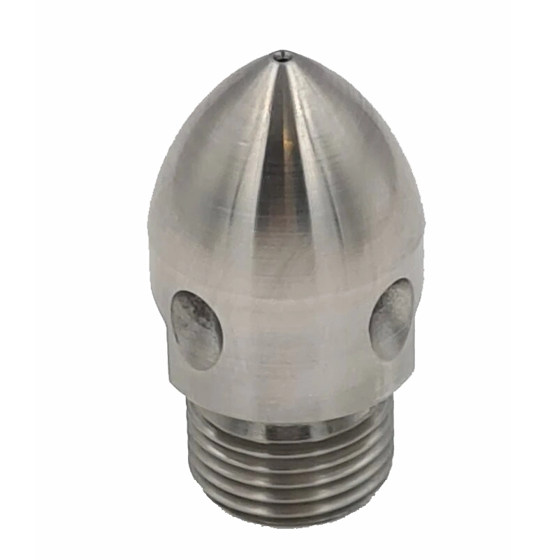 Custom CNC Machining Turning 304 Grade Stainless Steel Male Thread Back Sewer Drain Jetter Jetting Nozzle