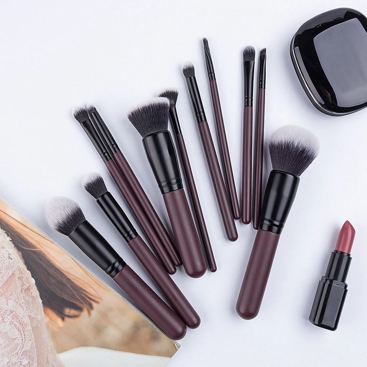 Factory Direct 11PCS Wine Red Wood Handle Synthetic Hair Makeup Brush Set Art Paint Brushes Set 2019 Make up Brush Supplier