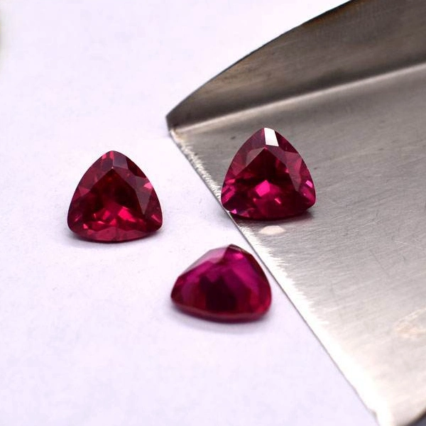 5# Red Corundum Trillion/Triangle Cut Synthetic Ruby Gemstone