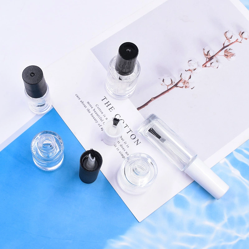 Wholesale 5ml 8ml 10ml Clear Cylindrical Shape Glass Bottle for Nail Polish with Brush Lid