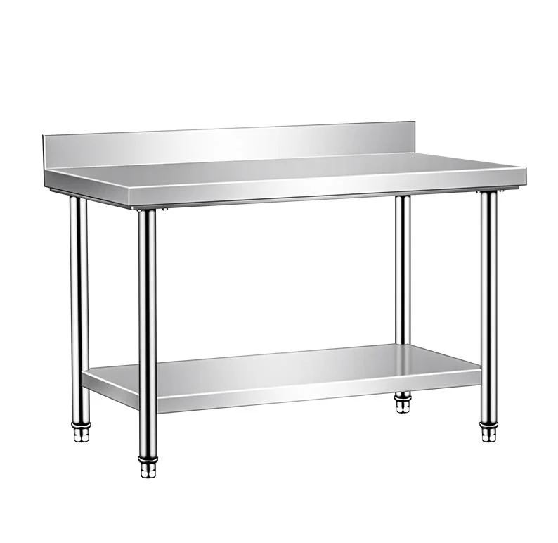 Industrial Restaurant Hotel Adjustable Height 0.6m 0.8m 1.0m 1.2m 1.5m Stainless Steel Commercial Catering Equipment Kitchen Prep Work Table with Backsplash