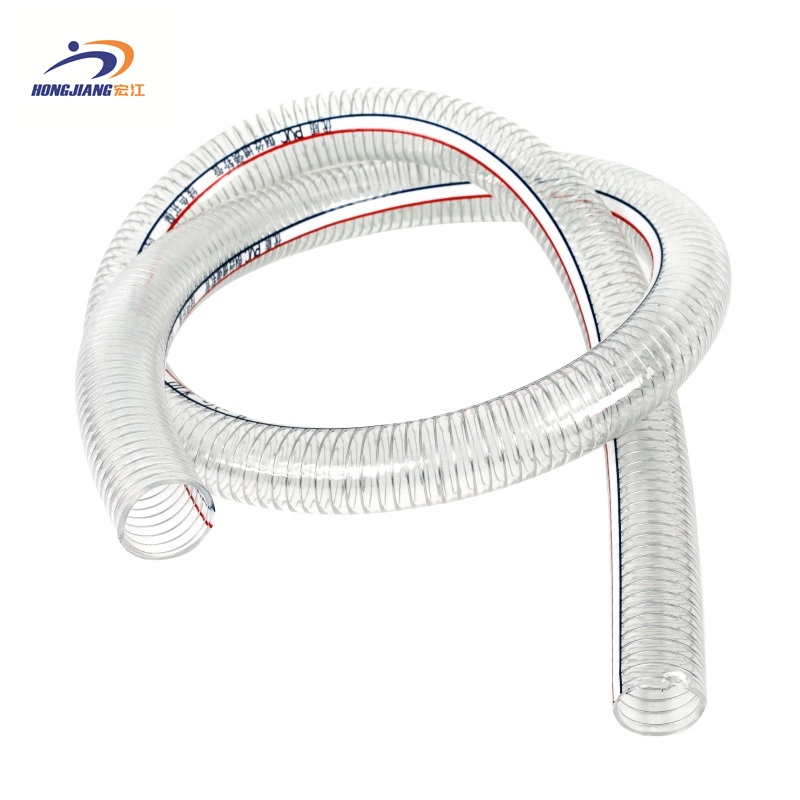 Flexible transparent PVC gaine en fil d'acier évacuation de l'eau PVC Tuyau flexible à ressort renforcé de fil d'acier PVC