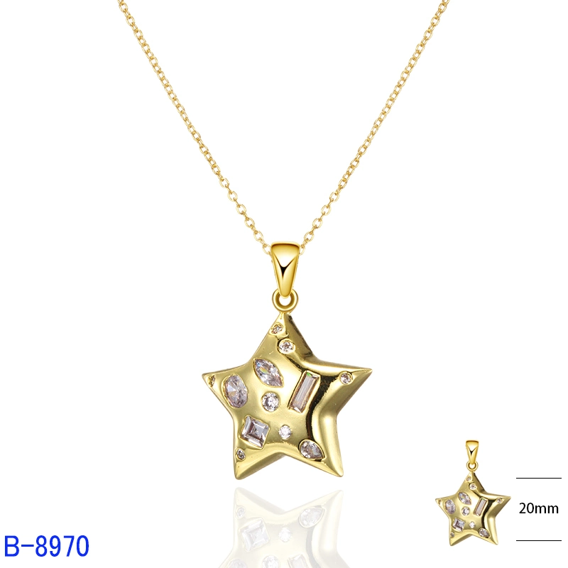 New Design Fashion Jewelry 925 Sterling Silver Brass Jewelry Cubic Zirconia Star Pendant for Women