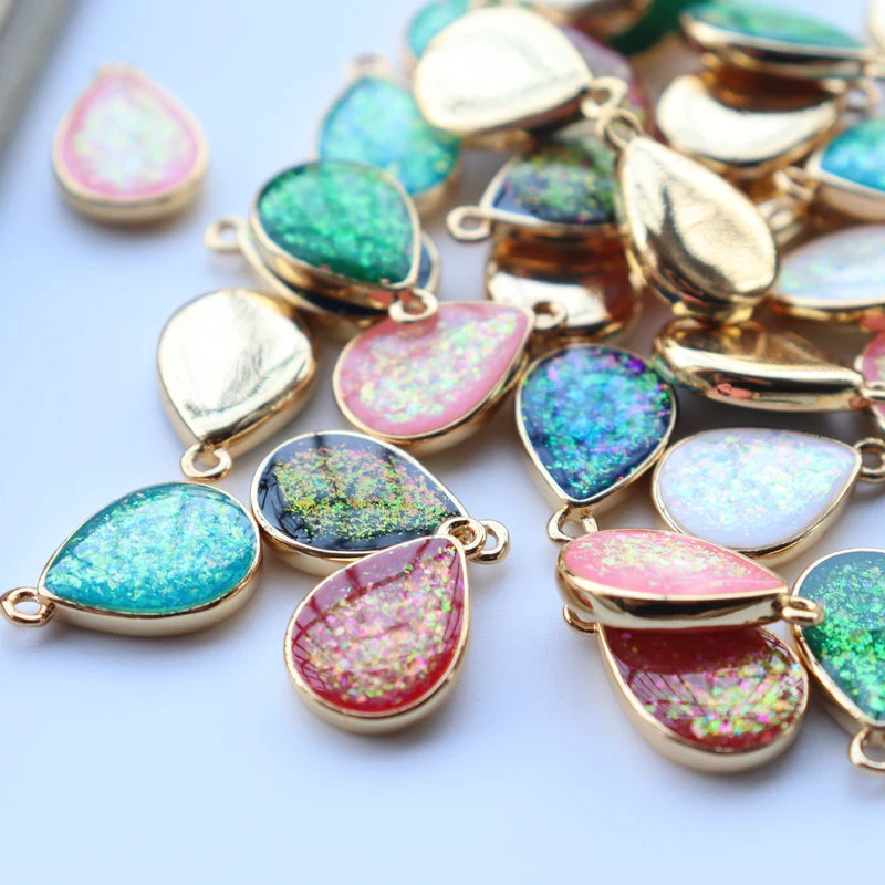 Teardrop Imitation Opal Series Single Hanging Pendant Ornaments 14K Gold Accessories DIY Star Bracelet Necklace Accessorie