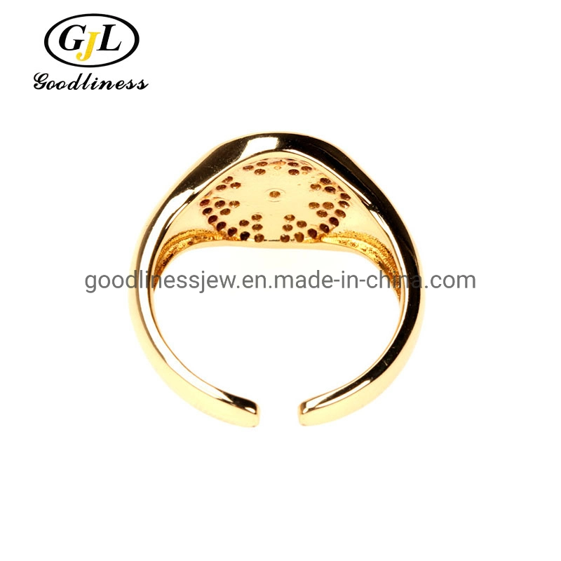 Classic Punk Gold Filled Star Signet Band Mens Anxiety Rings