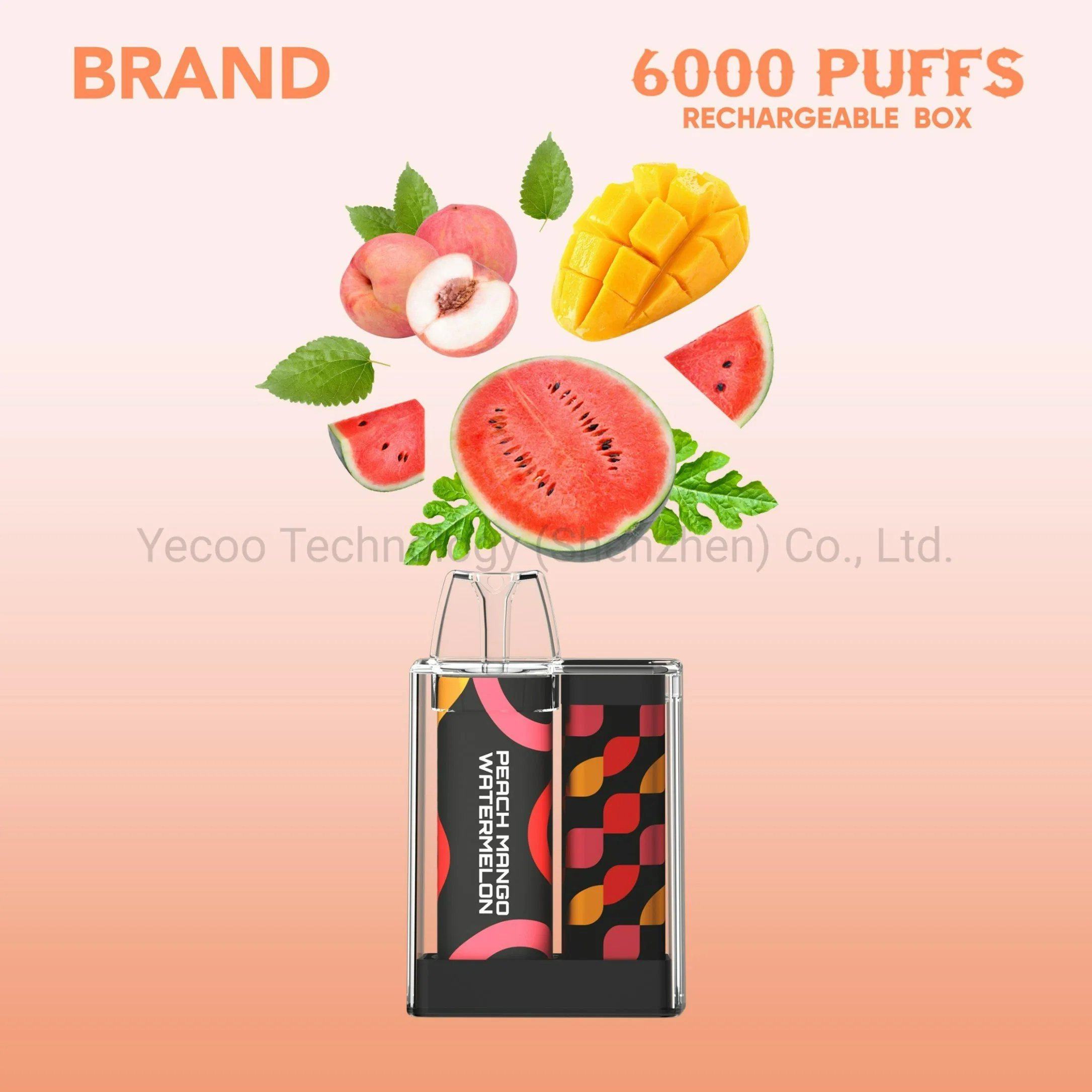 Commerce de gros 6000 bouffées Vape usine OEM Boîte rechargeable de marque privée Mesh Vape stylo jetable bobine d'e-cigarette Yecoo Chine RoHS ce gros