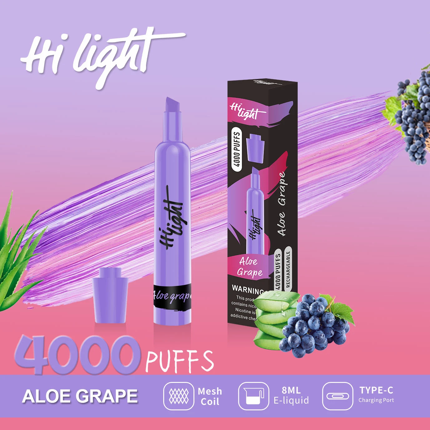 New Product 12 Flavors 4000 Puffs Disposable Hilight Vape Pen High Light Office 4