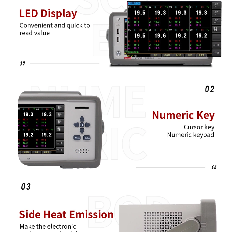 Medidor de temperatura de sobremesa de 32 canales con termopar K At4732