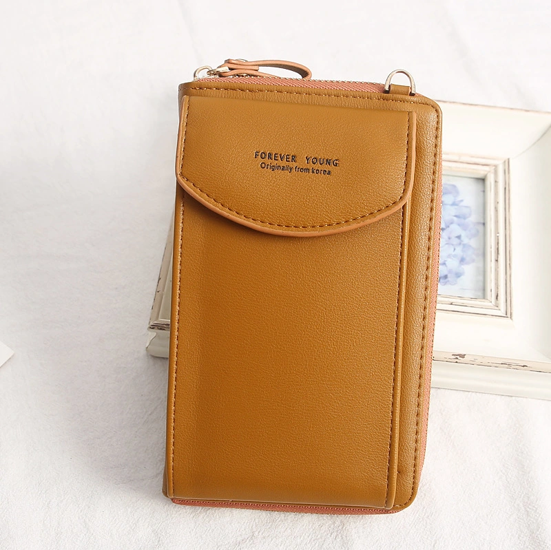 Lady Brown Color Multi-Function Bag Women Cell Phone Case Wallet Handbags