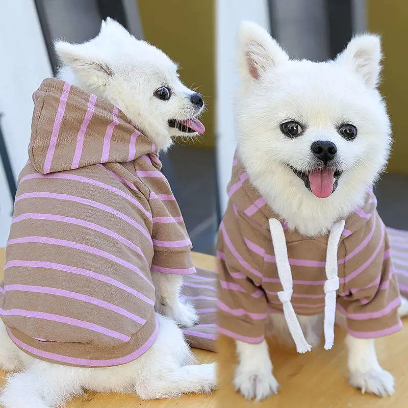 La moda de rayas con capucha ropa de algodón mascotas