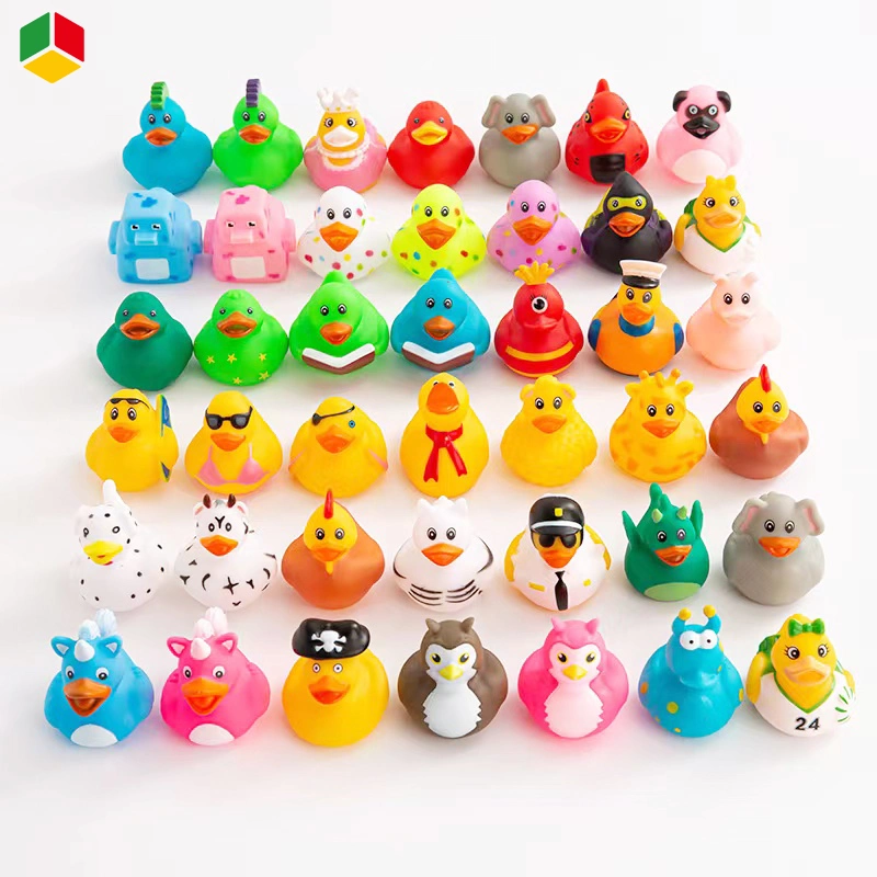QS Duck Bath Toy Animal Set Colorful Floating Rubber Duck Borong Toys Mixed Floating Rubber Toys for Kids Duck Shape Yellow