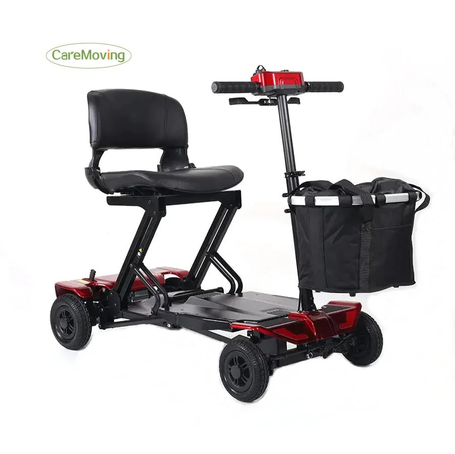Scooter eléctrico deshabilitado plegable automático de 4 ruedas para personas mayores y con movilidad reducida, ligero, con asiento para viajes.