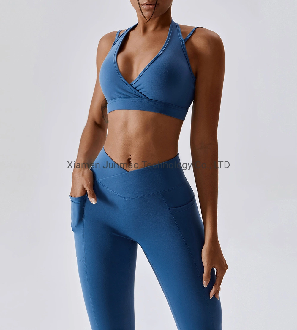 Conjunto de ioga altamente elástico Fashion nylon 2 PEÇAS Sexy Vestuário de ginásio vestuário de running para ioga de fitness mais rápido e seco