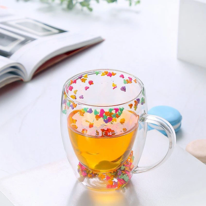 Double Glass Household High Temperature Resistant High Borosilicate Egg-Shaped Christmas Cup Quicksand Milk Coffee Cup