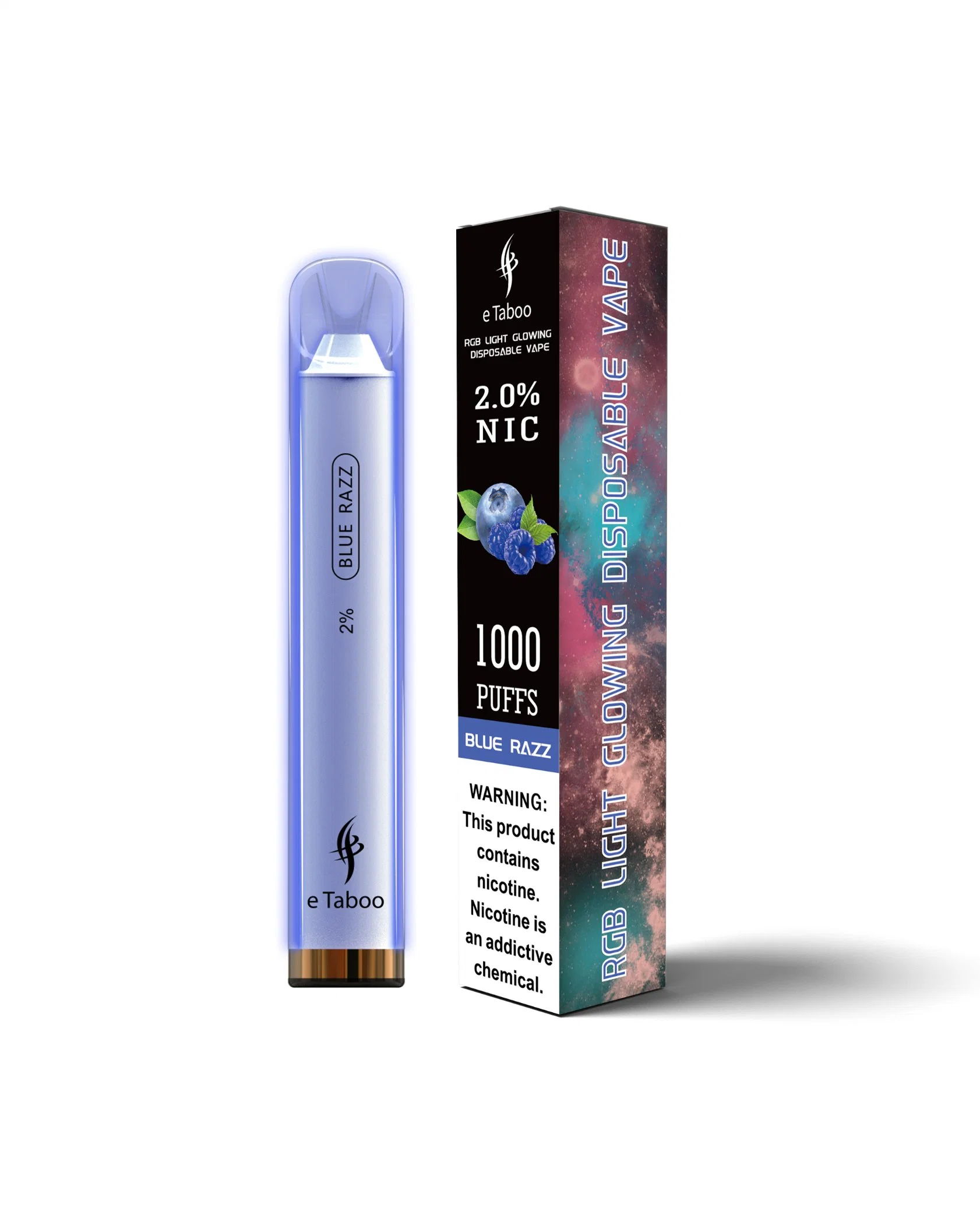 Private Label Vape Fashion Design Etaboo RGB 1000 Puffs Glow Bar E Cigarette New Cartridge