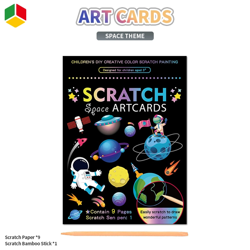 Qstoy Hot Sale Space Toy Drawing Card Scratch Toys Paper Educational Painting Printing Teaching Toys