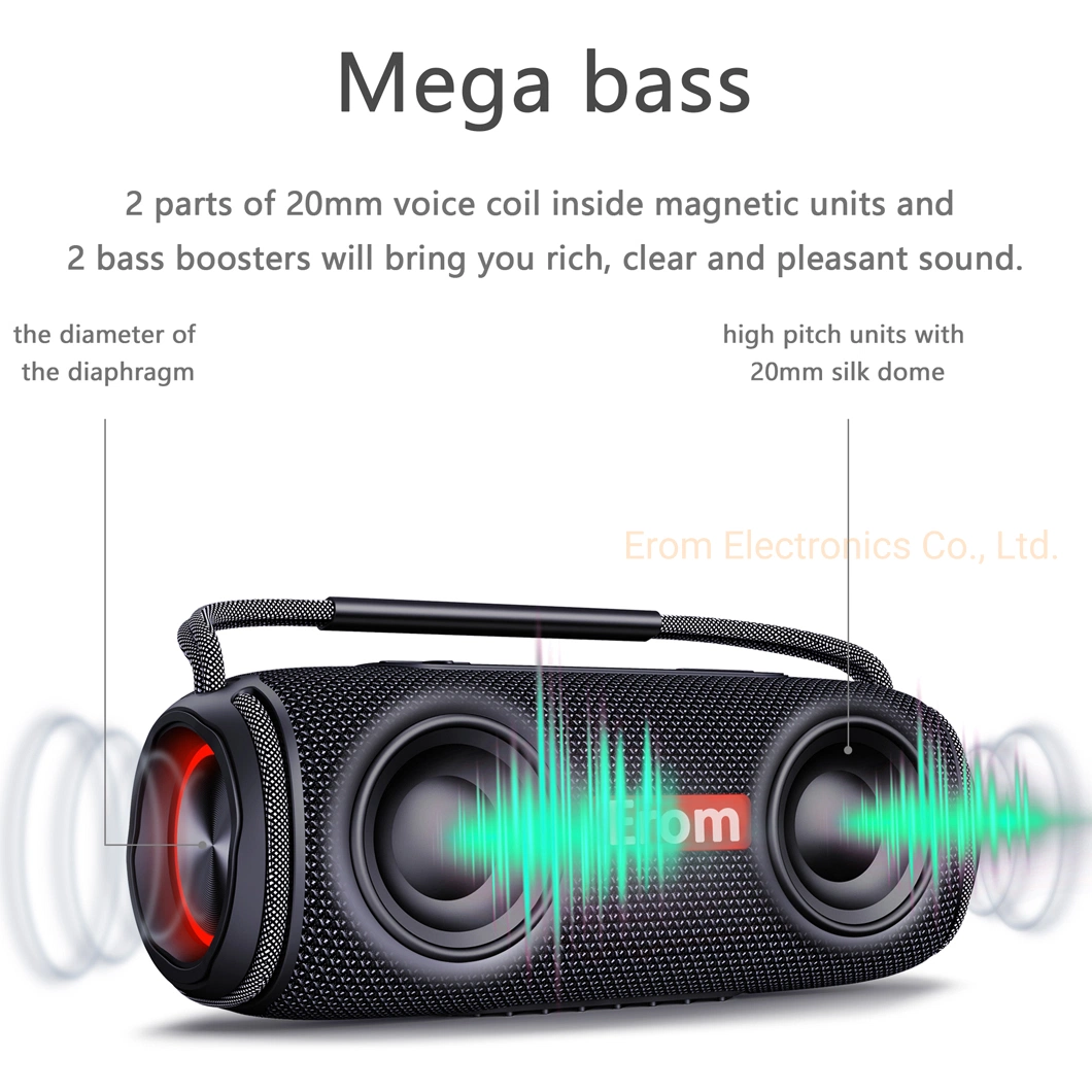 Double Horn 40W High Power Subwoofer Tws Wireless Bluetooth Speaker Support Answer Call, TF Card, Aux in, USB Drive