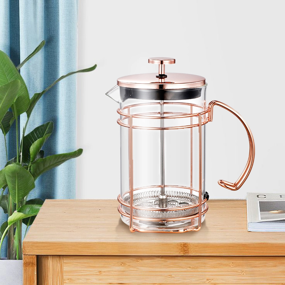 El émbolo de acero inoxidable de diseño más reciente de Vidrio de borosilicato prensa francesa café té