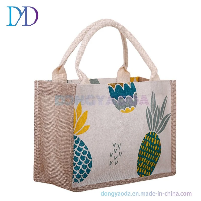 Customized Logo Shopping Tote in Burlap Jute Handles