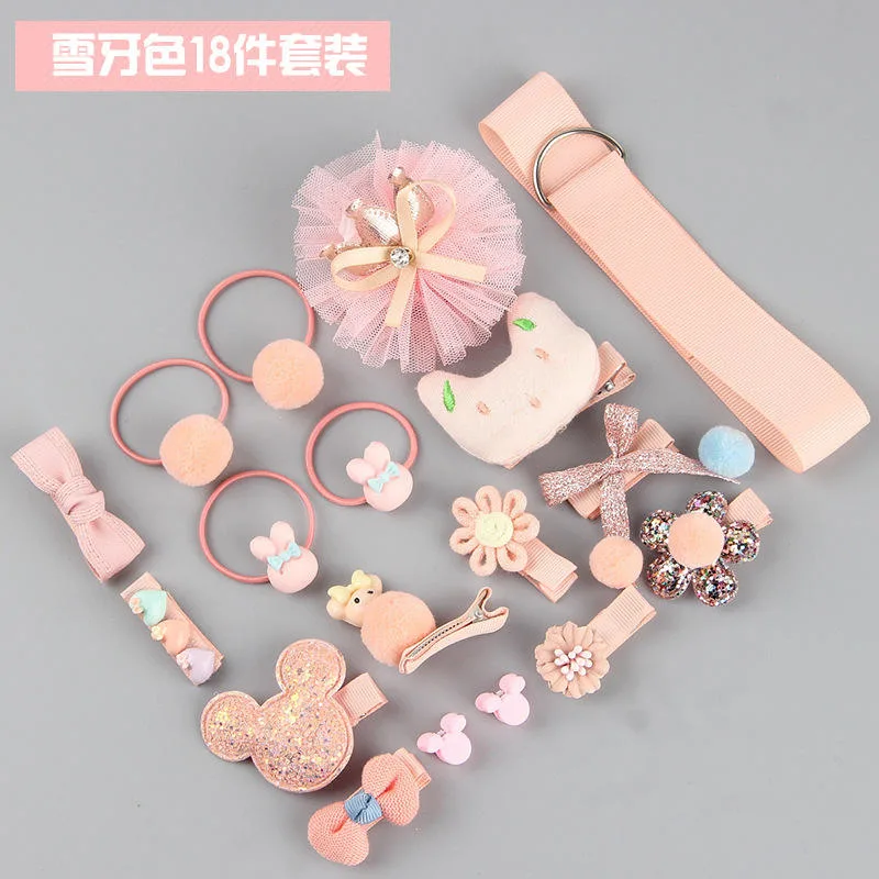 New Style Baby 18 Pieces Princess Style Cute Hairpin Hair Ring Gift Suit Kids Hair Band Set Baby Girl Hair Accessories