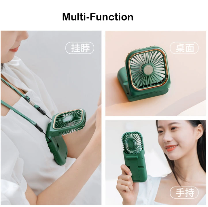 2021 New Creative Folding Hanging Neck Fan USB Mobile Phone Stand Desktop Fan Gift Customization with Halter