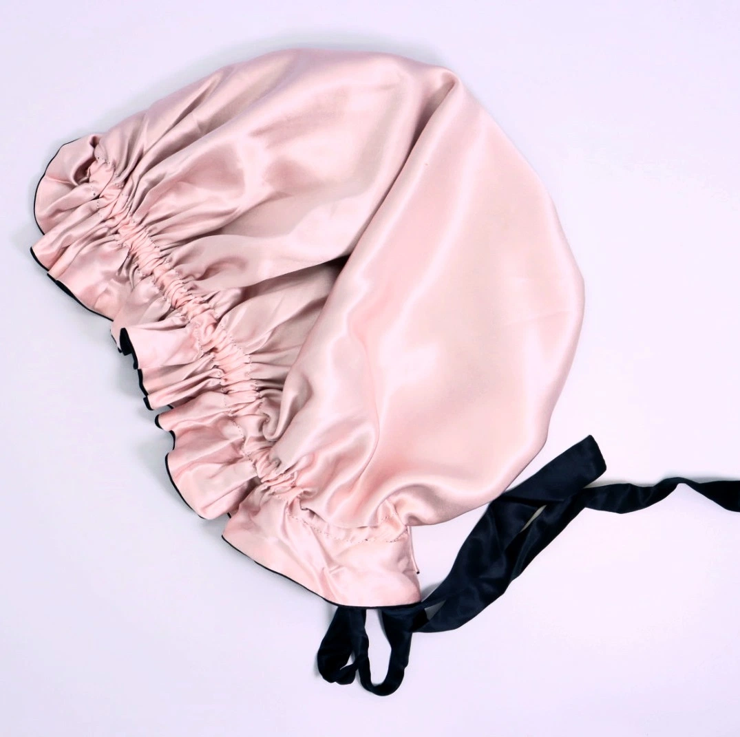 Luxurious Double Layers 100% Silk Night Sleep Cap Adjustable Silk Bonnet