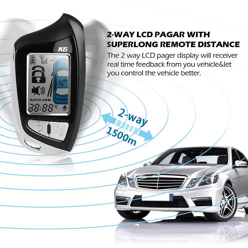 Tela LCD Pager 5000m High Tech Octopus Spy de duas vias Segurança do sistema de sensores e alarme de arranque do motor remoto universal A40