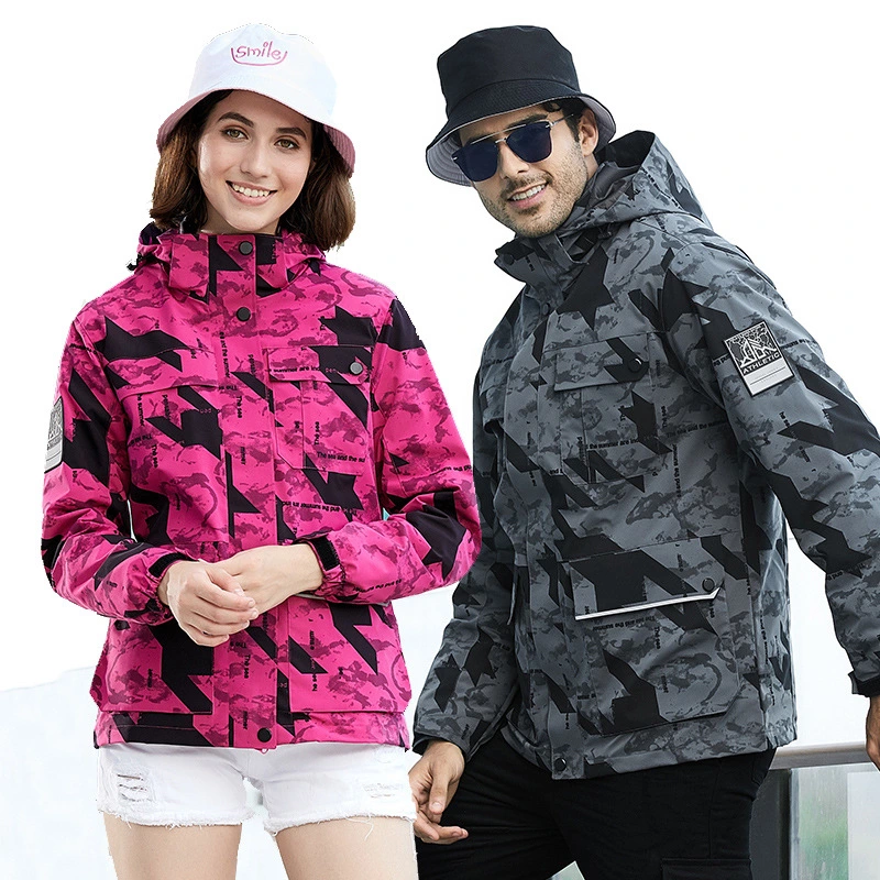 Camo Ski Wear with Hood Waterproof Hiking Fishing Travel Fleece Inner Jacket Warm Parka Coat