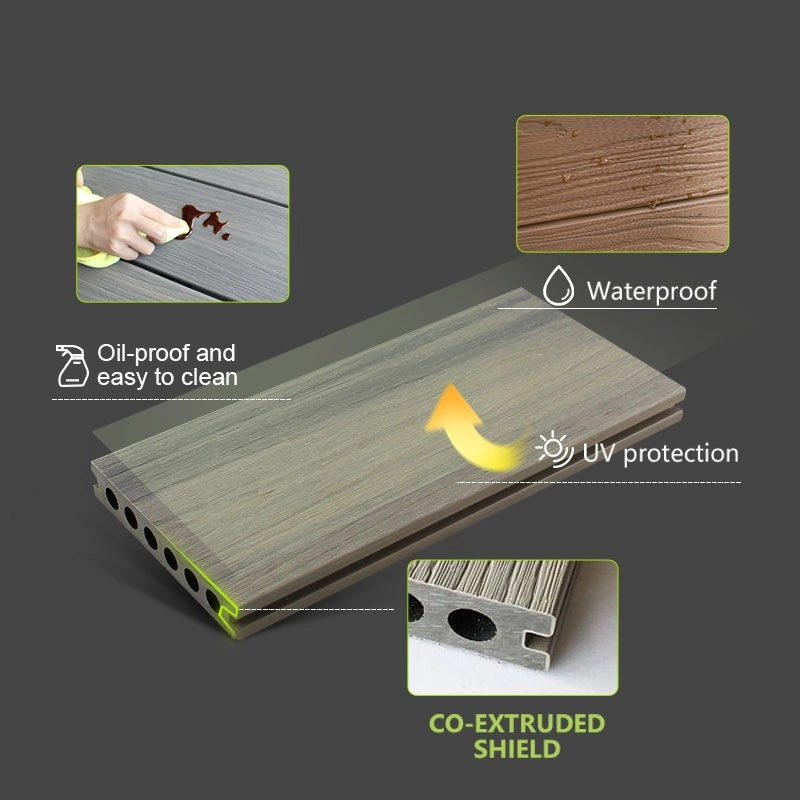 Superior Scratch Resistant Ultra Durable WPC 3rd Generation Co-Extrusion WPC Composite Decking