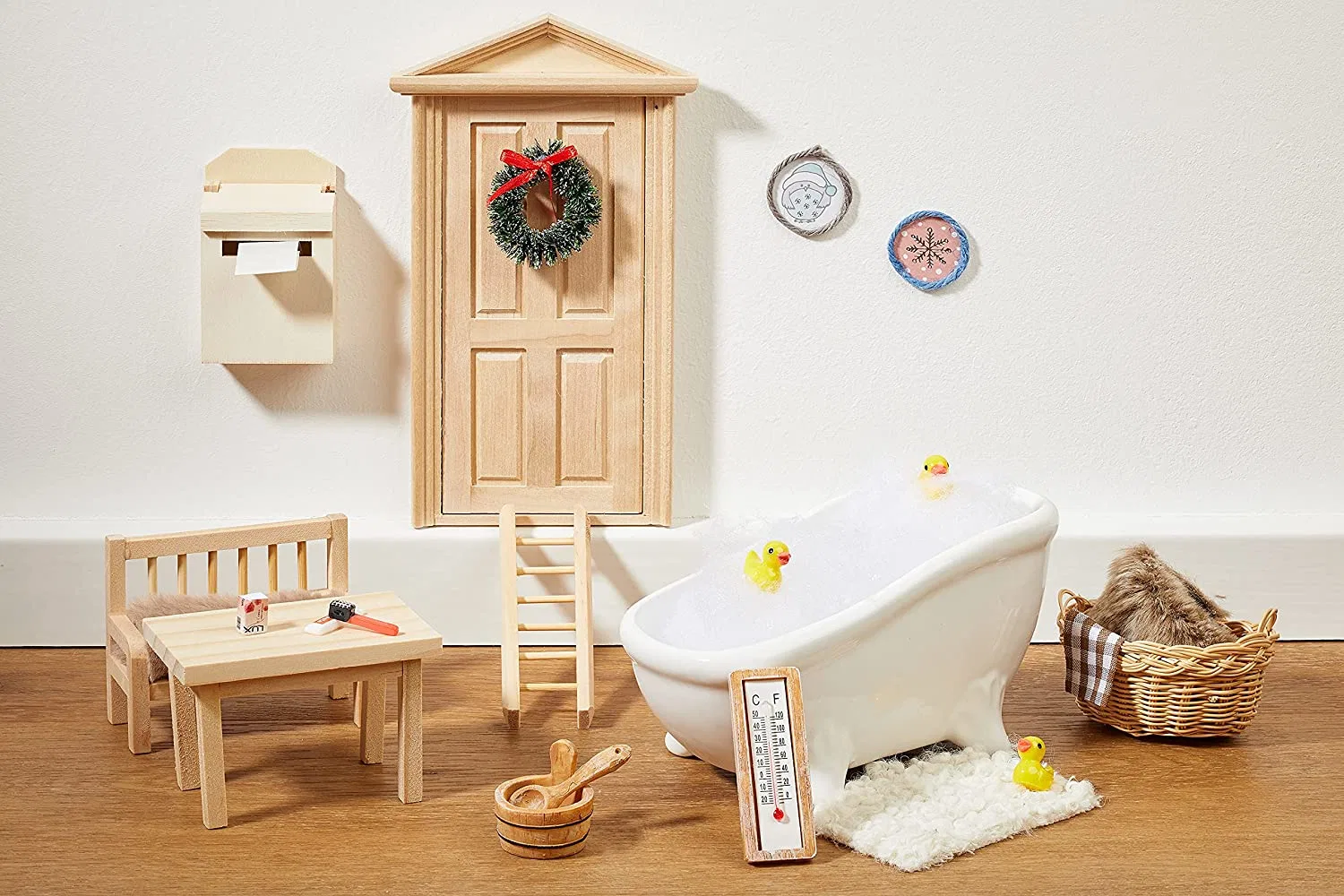 Muebles miniatura Dollhouse Mini Banco de madera silla taburete Casa Jardín Ornamentos Juguetes de madera