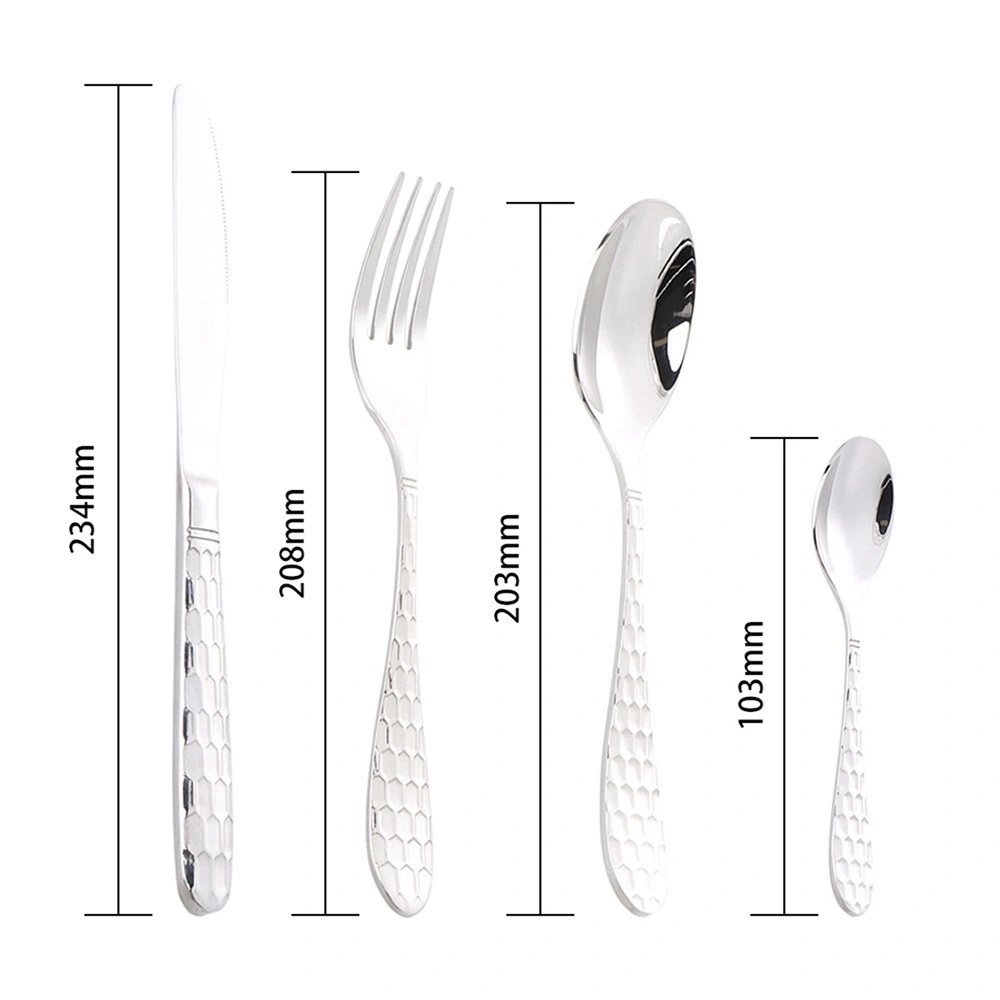 Unique Handle Design Stainless Steel Cutlery Set 4PCS Table Knife Fork Spoon and Teaspoon Set Silverware Kitchen Table