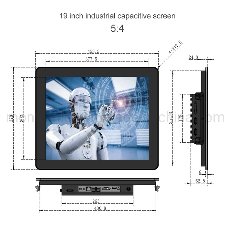Plain Impermeable IP65 de 15 pulgadas de pantalla Panel de Control Industrial Touch-Screen capacitivos para escenarios de alta temperatura