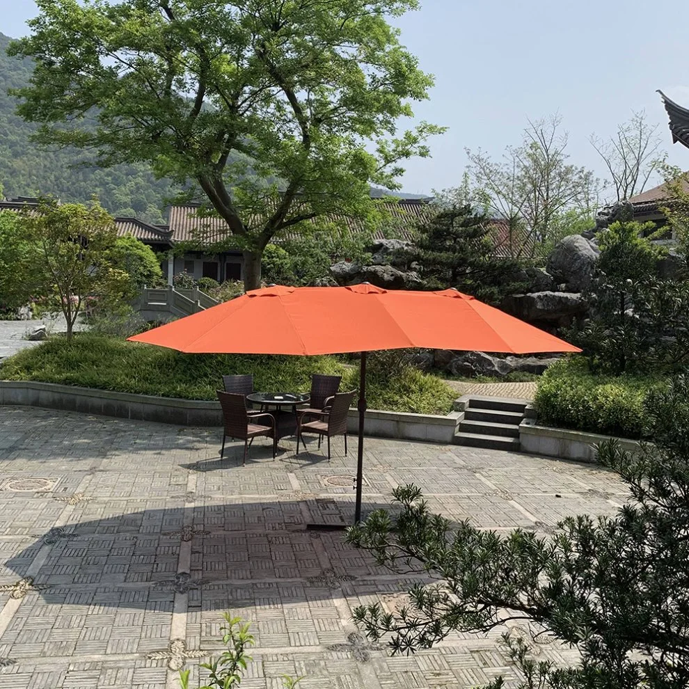 Deluxe Double Top Outdoor Sun Large Garden Umbrella Parasol