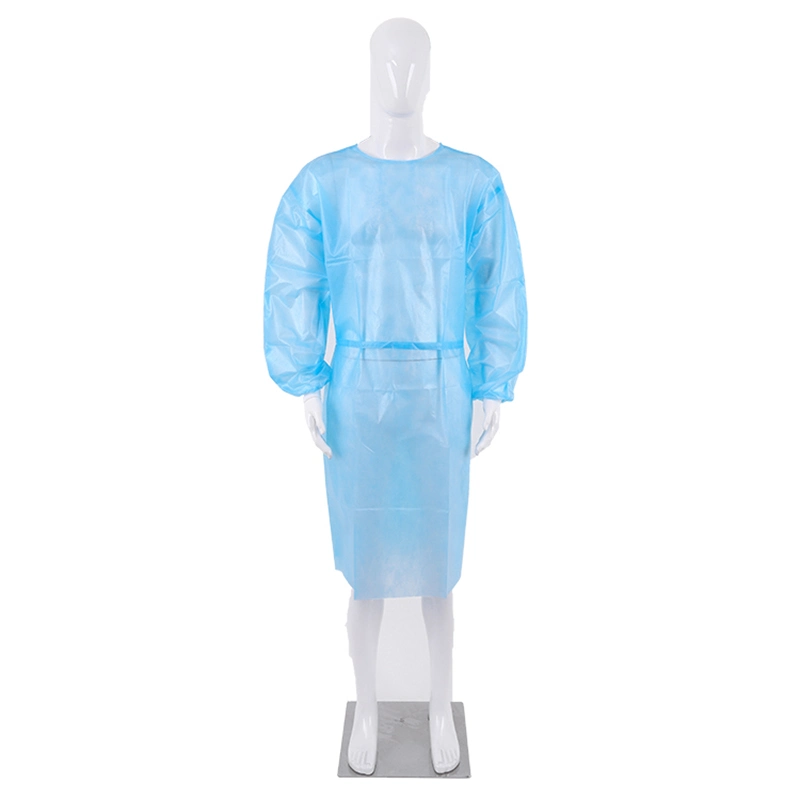 Disposable Nonwoven Waterprooof 40GSM PP+PE Protective Surgical/Isolation Gown