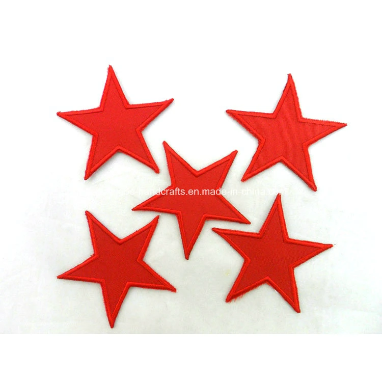 Custom Polyester Embroidery Red Iron on Star Patches