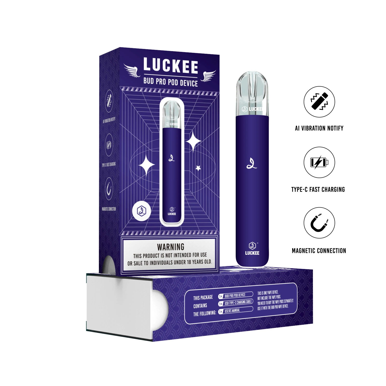 Wholesale/Supplier Luckee Bud PRO Mini Vape E Cigarettes 600 Puffs Bar Fruit Flavors Rechargeable Disposable/Chargeable Pod Vape