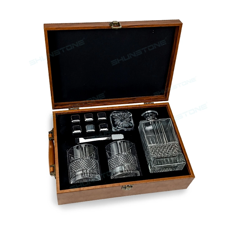 Whiskey Decanter Set Whiskey Stone with Wooden Leather Box Gift Set